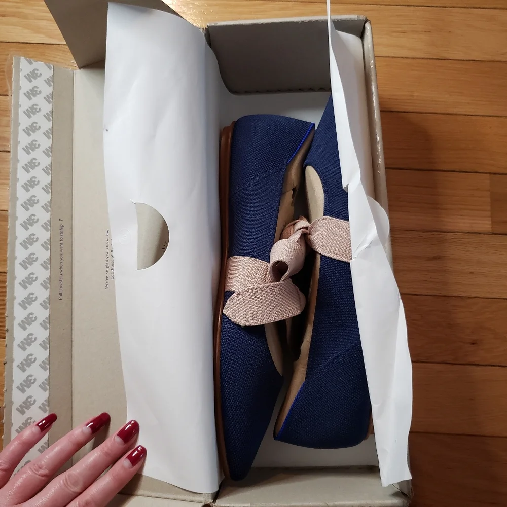 BNIB Rothys Sapphire Mary Janes Size 10, Navy & Pink - Picture 4 of 5